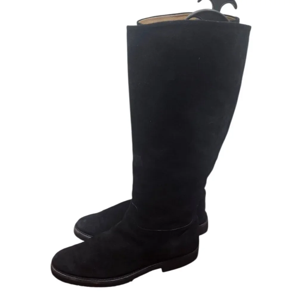 Gravati Black Suede Knee High Boots Vibram Gumlite Sole Classic Riding Style 9M
